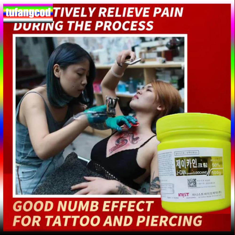 Tufangcod 500g Tattoo-Anästhetikum, schnelle Hautbetäubung, 50 % gelbe Creme, semipermanent