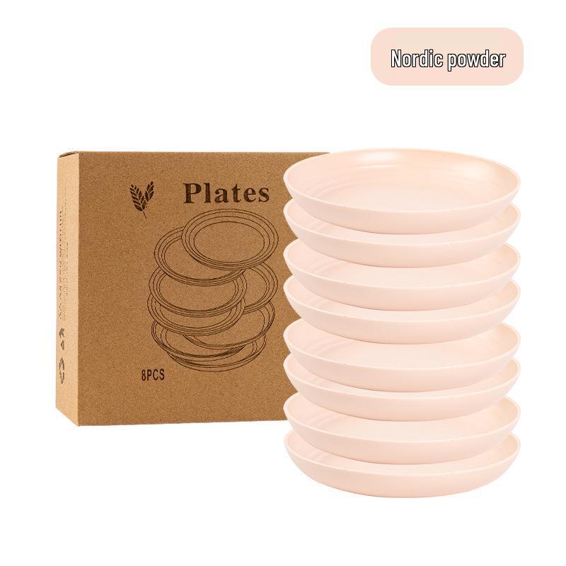 Cross-border Plastic Tableware Set: Plates, Bowls, Cups, Vomit Bowls, 24-Piece for Home Use.