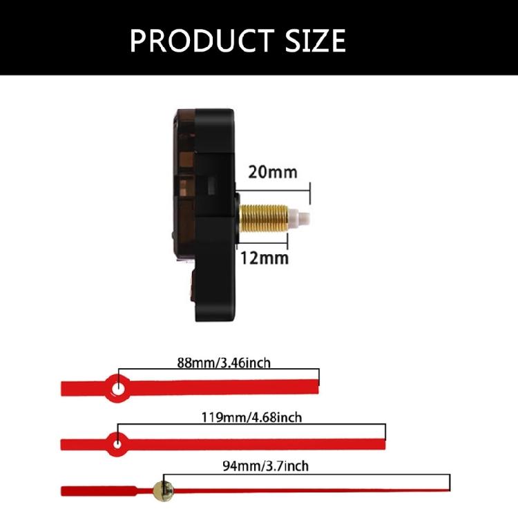 Easy Installation Long Shaft Clock Repair Parts Quiet Quartzs Clock Movement Mechanism with Metal Hands Replacement Kits