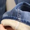 Stretch Harlan Jeans Damen Herbst Winter Plus Samt Locker Dünn Hohe Taille Gerade Neun Punkte Karotte Daddy Hose