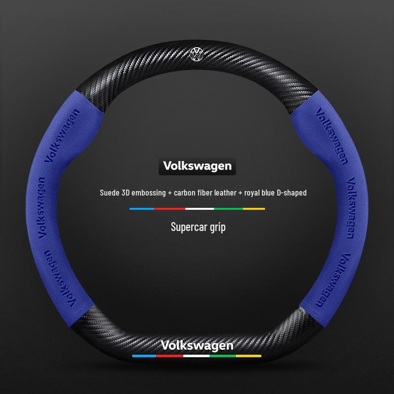 Volkswagen Golf Steering Wheel Cover for 2010-2023 Models: Suede & Carbon Fiber, Compatible with R-Line & 8th Generation