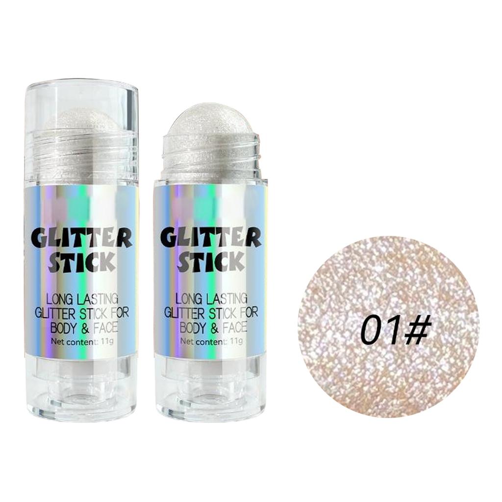 Glitter Roll On Highlighter and Bronzer Stick for Face and Body Sparkling Shimmer Makeup Powder Ideal for Festival Party Daily Use