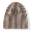 Women's 100% Cashmere Ribbed Knit Hat with Ear Protection - Warm & Stylish Solid Color Design