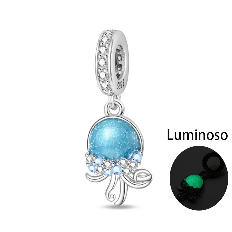 Copper Elegant Glowing Angel Sea Creature Charm Bead For 3Mm Original Bracelet Diy Ladies Jewelry Gift