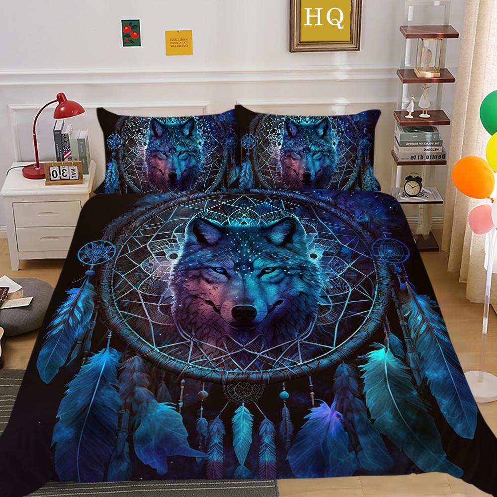 Wolf Printed Home Bedclothes King Size Microfiber Bedding Set Cover Man Soft High Quality Home Textiles