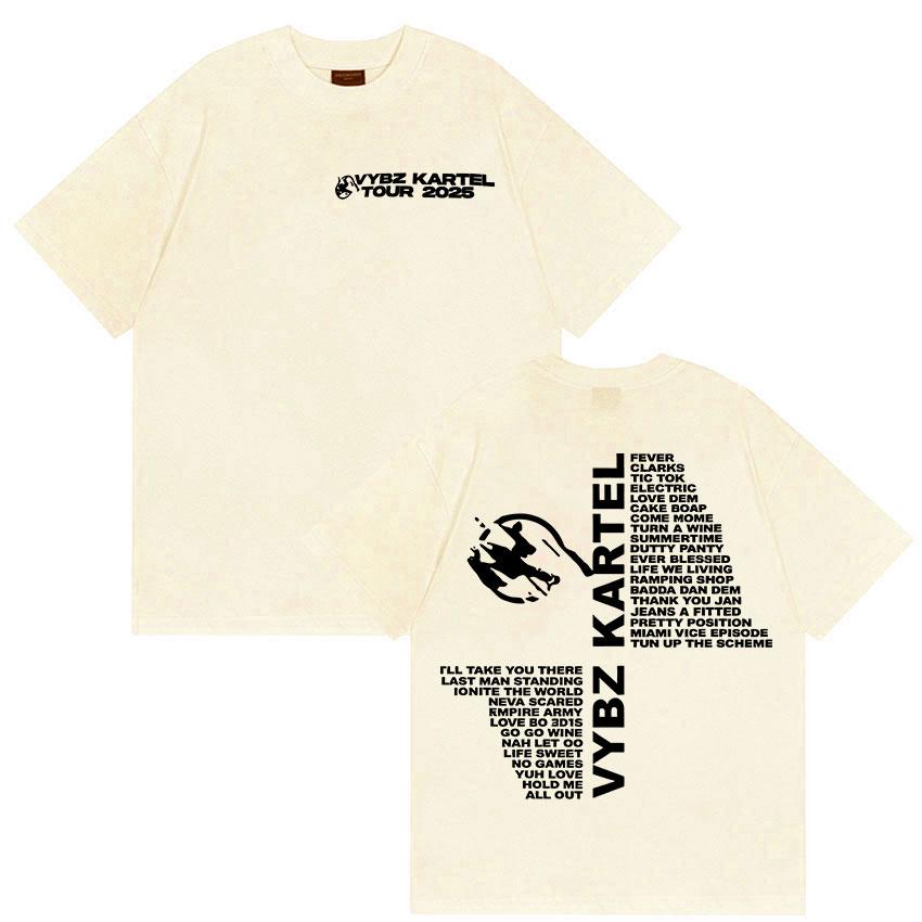 Rapper Vybz Kartel Tour 2025 New Album T Shirts Mens Women Fashion Harajuku T-shirt Casual Hot Sale Short Sleeve Tees Streetwear