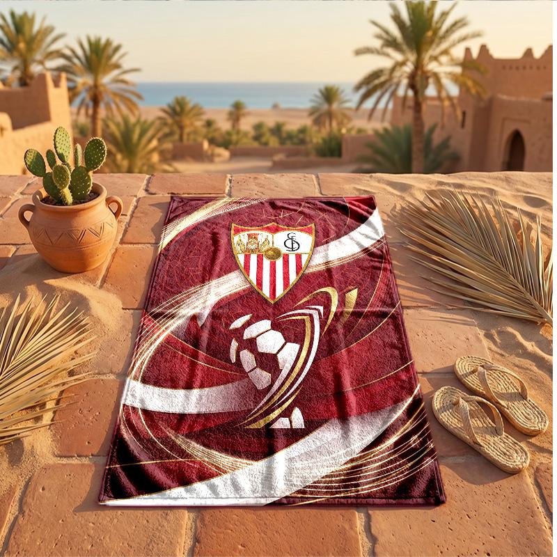 Sevilla FC Nyomtatott Mikroszálas Strandtörölköző Gyorsan Száradó Nedvszívó Nagy Törölköző Strandoláshoz, Úszáshoz, Utazáshoz