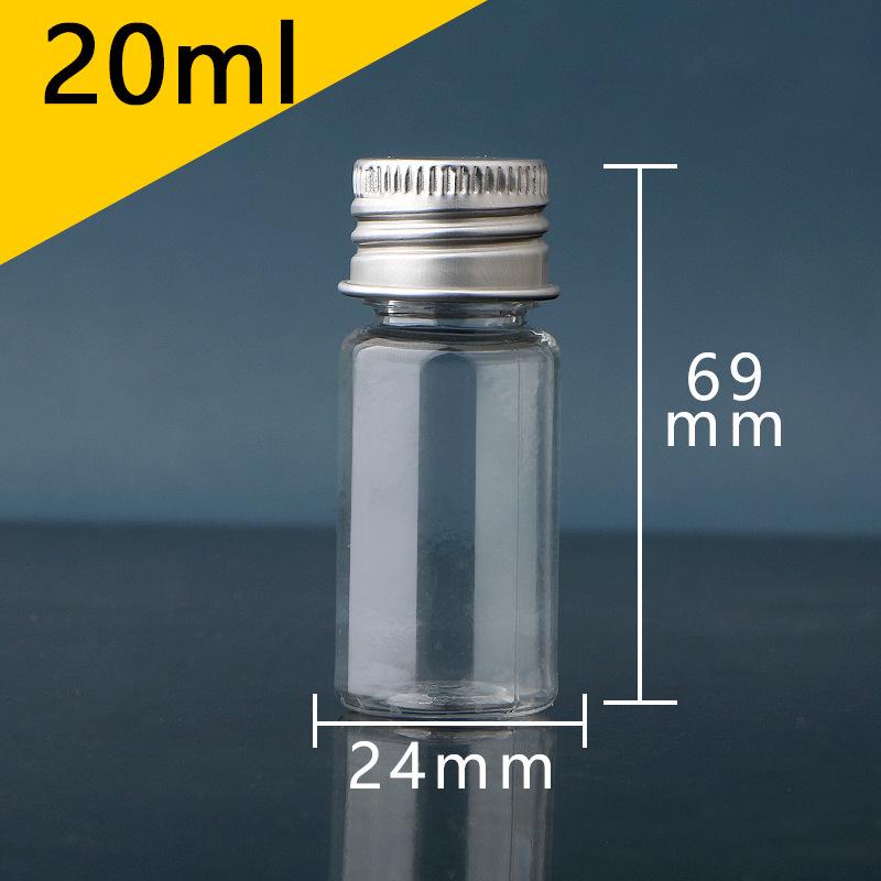 Transparente PET-Flasche mit Aluminiumkappe zur Flüssigkeitsabgabe, 10-100 ml, mit versiegeltem Deckel für Lotionen
