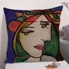 Berühmter Künstler P-Picasso Kissenbezug Natürlicher Leinen Bio-Stoff Doppelseitiger Druck Sofa Heimdekoration Geschenk Kissenhülle