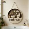 Ornament Bathroom Sign Plate 2D Flat Circle Decorative Plaque  Group Living Area