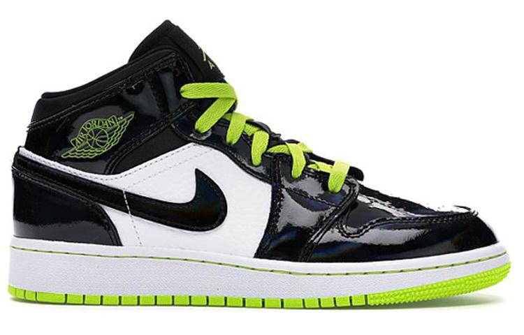 Jordan 1 Mid Black Cyber Mystic Green GS BQ6931-003