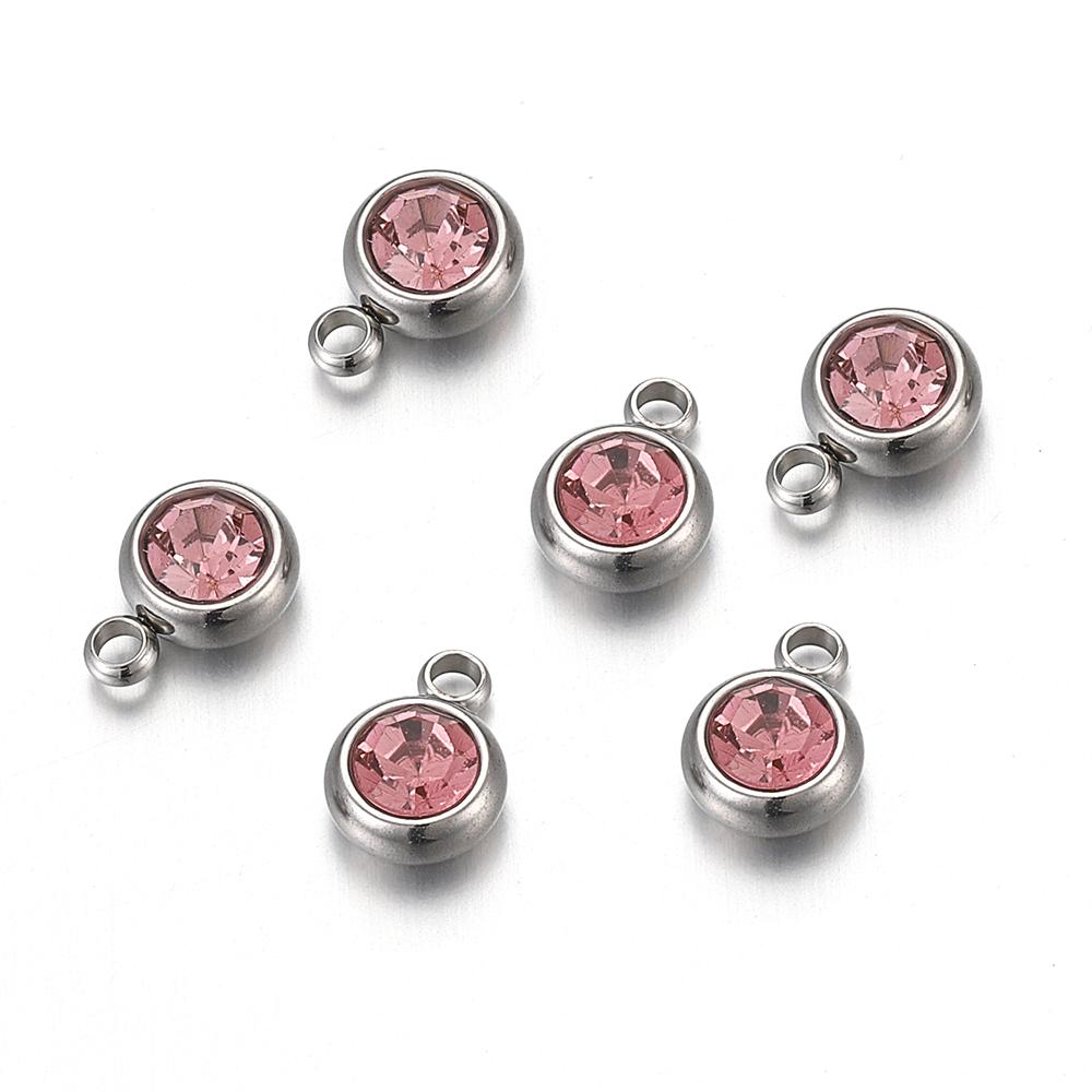 20pcs Stainless Steel Rhinestone Beads Gold Color Crystal Charms Pendants for Jewelry Making DIY Bracelets Necklaces Wholesale