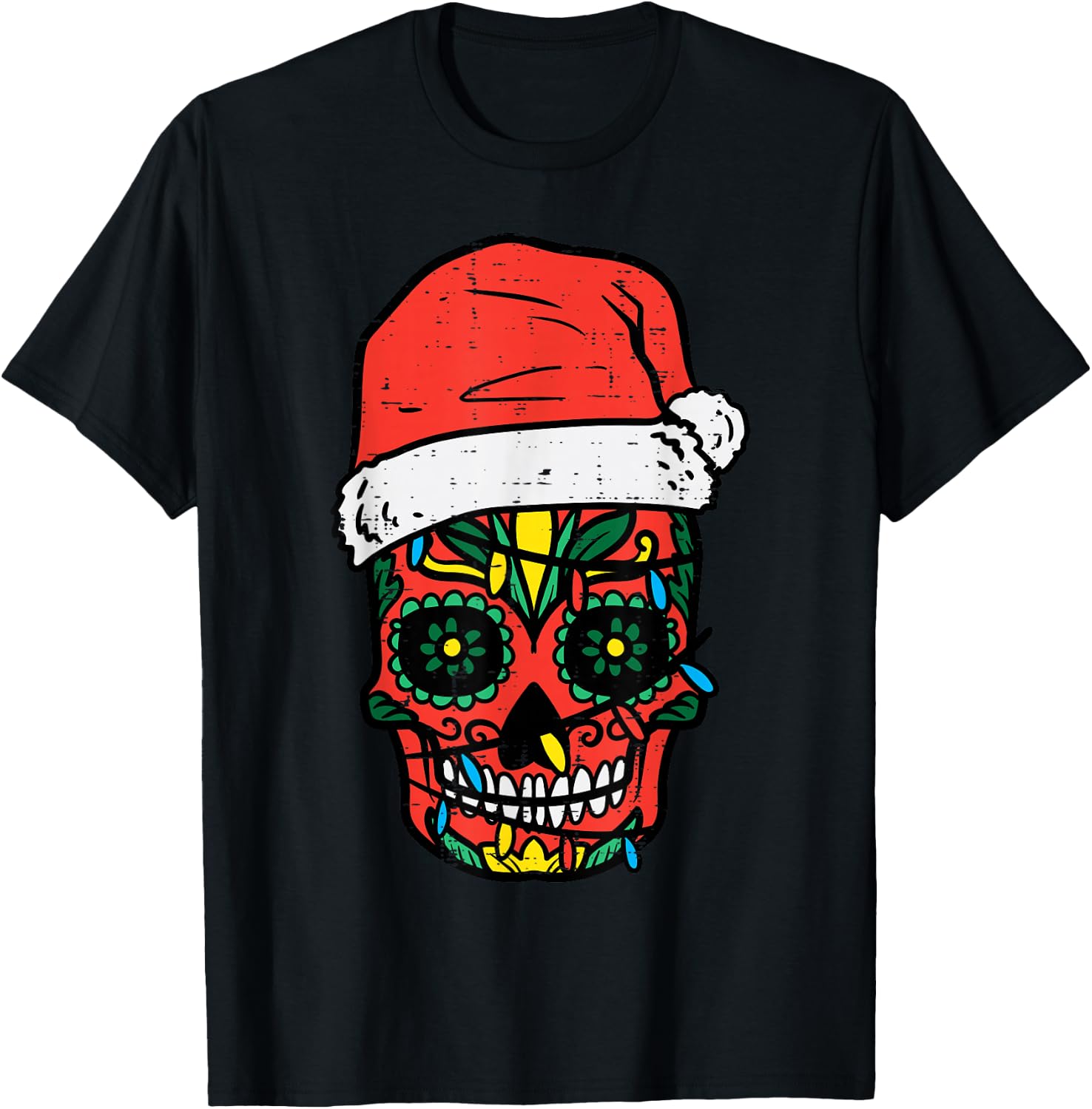 Christmas Sugar Skull Santa Cool Xmas Mexican Men Women Kids T-Shirt XXXXL