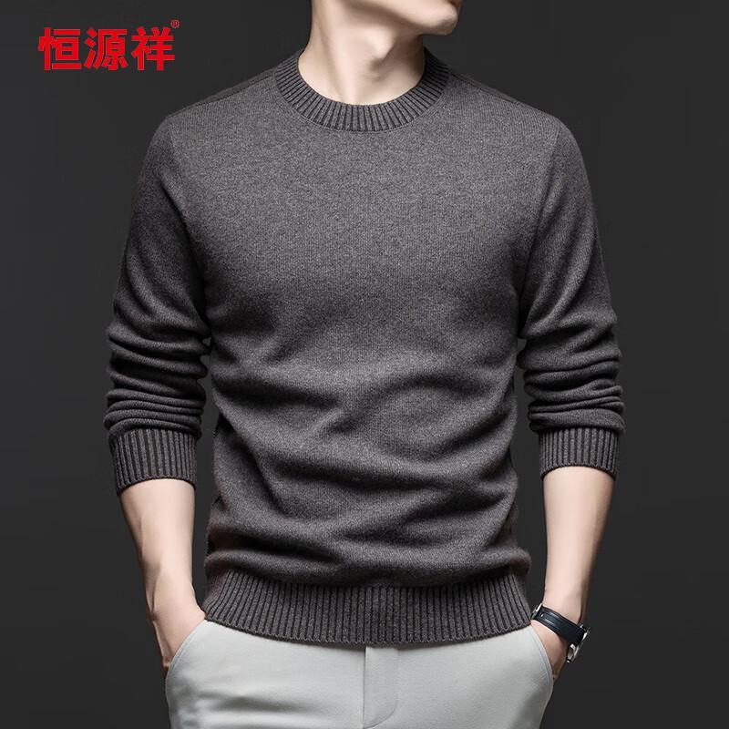 Hengyuanxiang Men's 100% Cashmere Crew Neck Sweater