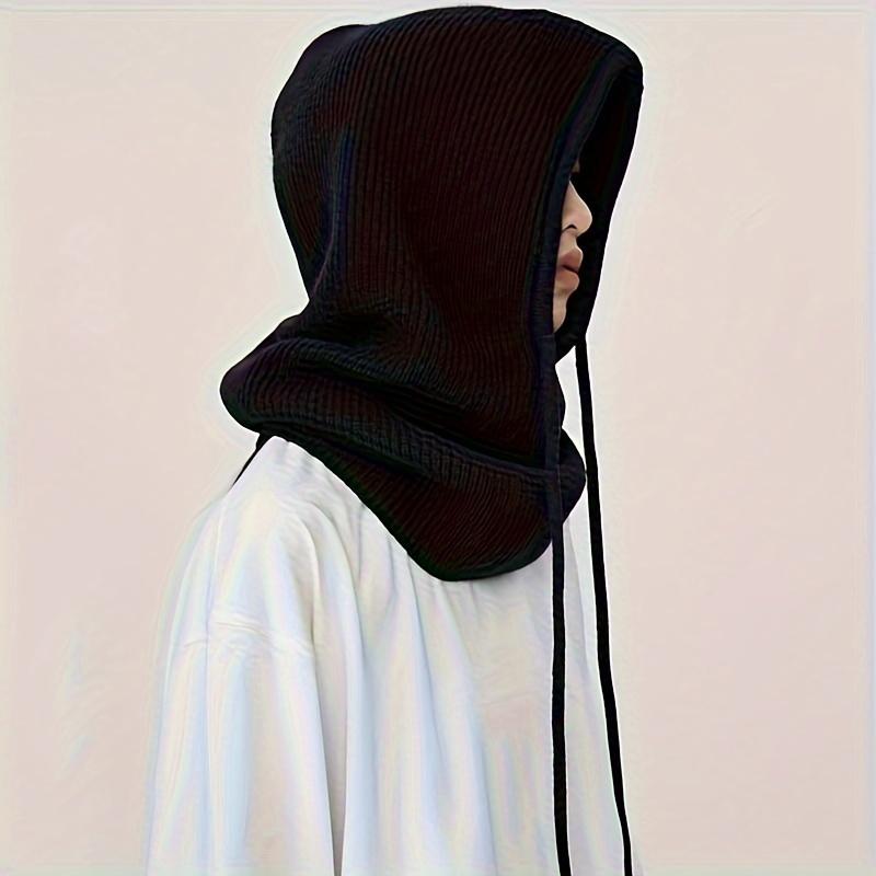 

WTEMPO 1 шт. пара однотонных шерстяных шапок женские осенне-зимние утолщенные вязаные теплые шапки с шарфом и защитой ушей One Size чёрный