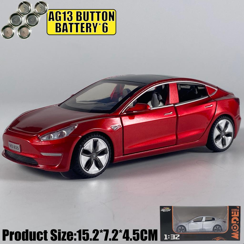 1:32 Model 3 Mid-size Luxury Sedan Alloy Metal Diecast Model Car Simulation Miniature Holiday Present & Home Trendy Ornament Toy