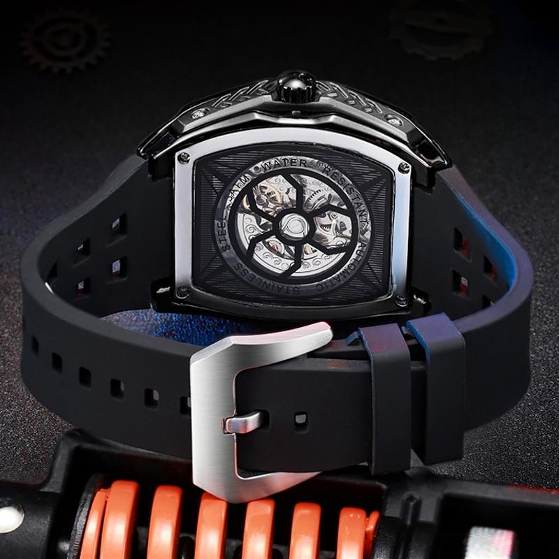 Top Luxury Luminous Skeleton Tourbillon Mechanical Sports Watch Men's Waterproof Automatic Wristwatch Steel Case Relogio