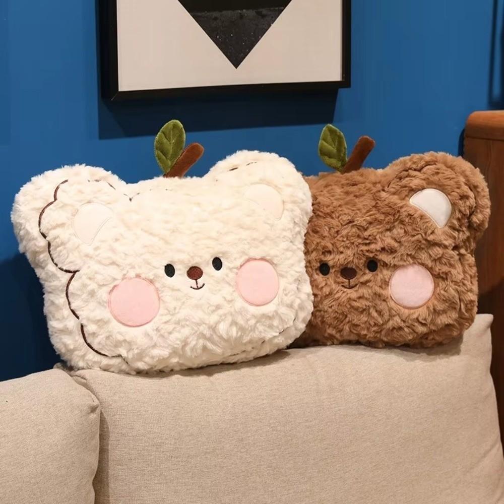 Soft Curly Fluff Stuffed Pillow Cute Bear Face Plush Pillow Bear Plush Pillow Home Decor