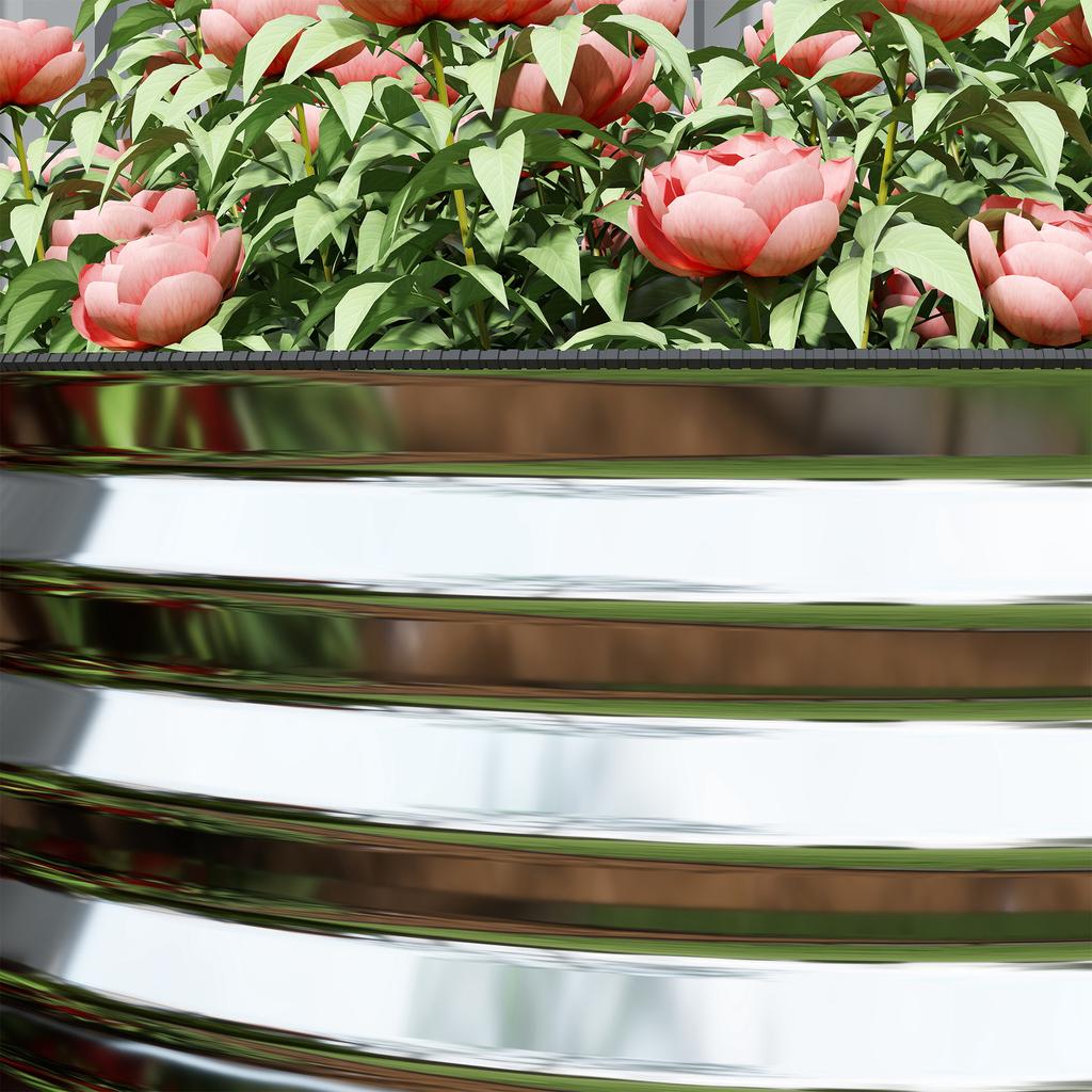 Planter, Metal Flower Planter with Safety Edge and Gloves, Open Bottom, 160W x 80D x 56H cm, Grey