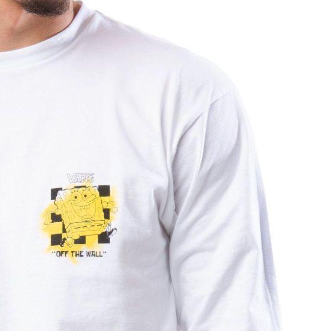 Vans Loose Fit Casual Graphic Print Crew Neck Long Sleeve T-Shirt Men Tops White VN0A5KCTZAS