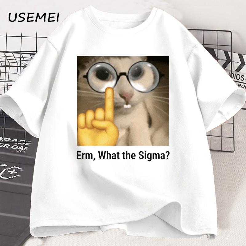 Erm What The Sigma Meme Tshirt Unisex Unisex Funny Graphic T Shirts Brainrot Tee Silly Cat Humor Tees Casual Cotton Clothes Tops