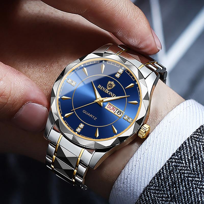 Watch Stainless steel business double calendar waterproof men's watch local tyrant gold watch