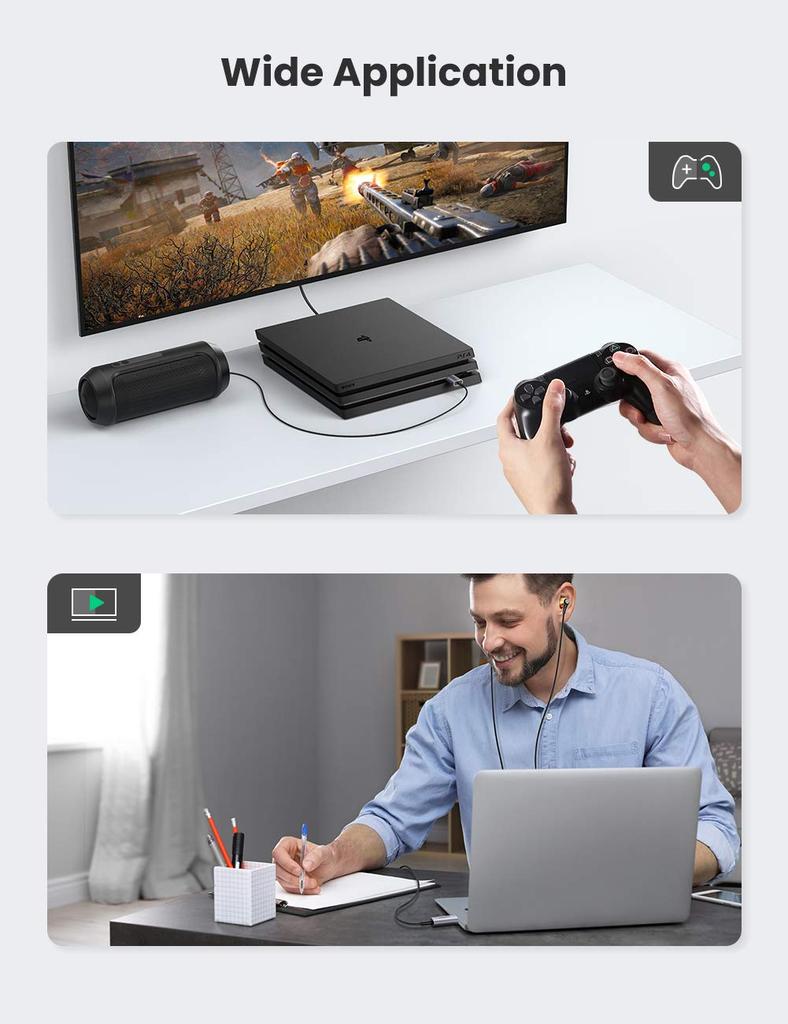 UGREEN USB to Headphone Jack External Sound Card TRRS with Integrated Microphone and Headphone Direct Ideal for Raspberry Windows and More 3.5mm
