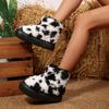 Fashion Cow Fur Snow Boots Women Winter New Cute Furry Thick Bottom Casual Padded Slipper Thickened Warm Comfortable Female Cotton Shoes