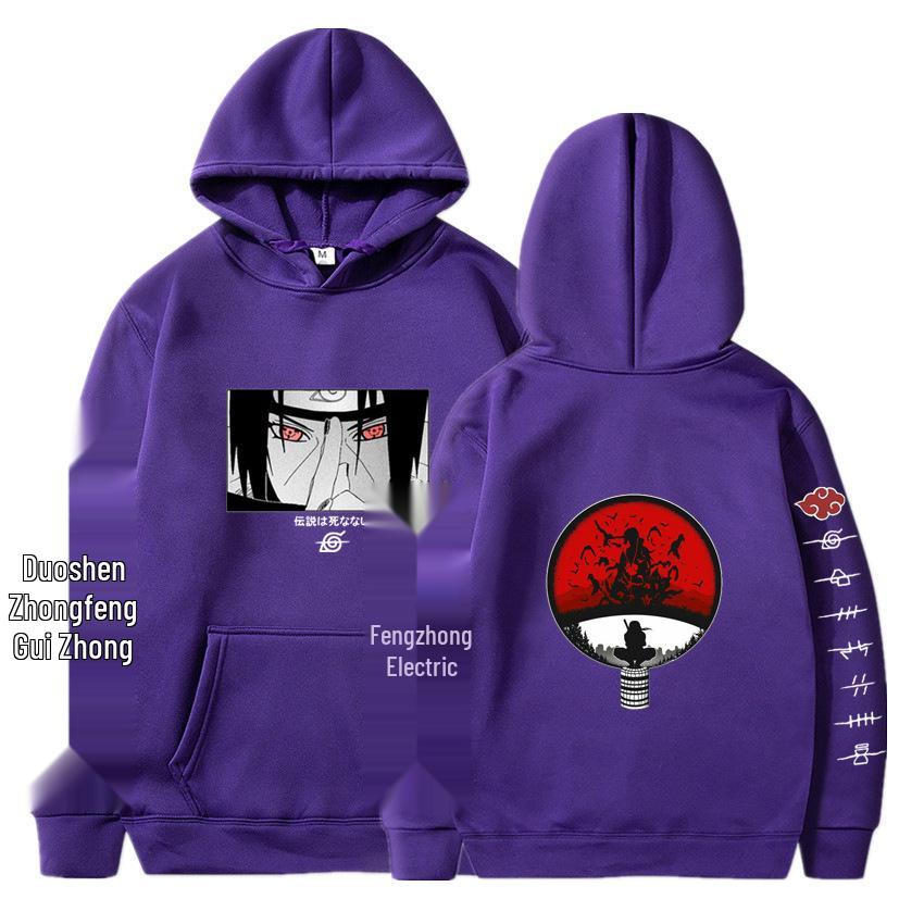 2024 Naruto Anime Men's Trendy Fleece Hooded Sweatshirt - Spring/Autumn Casual Long Sleeve