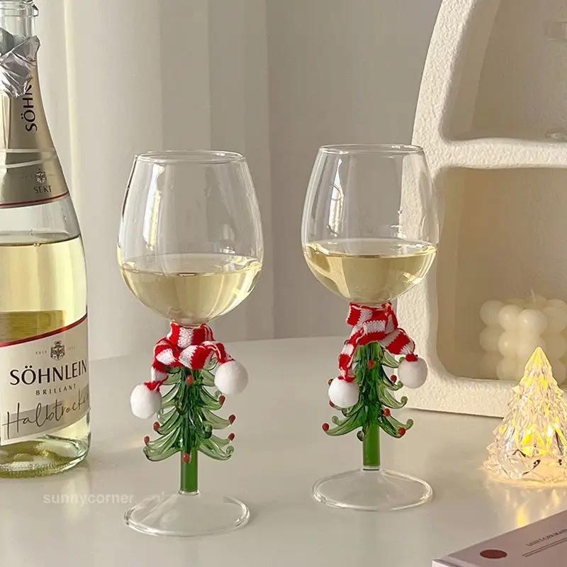 Creative Christmas Tree Red Wine Glasses Ins High Beauty Glass Wine Goblet Whiskey Wine Cups 3D Animal Coffee Mug Festival Gift