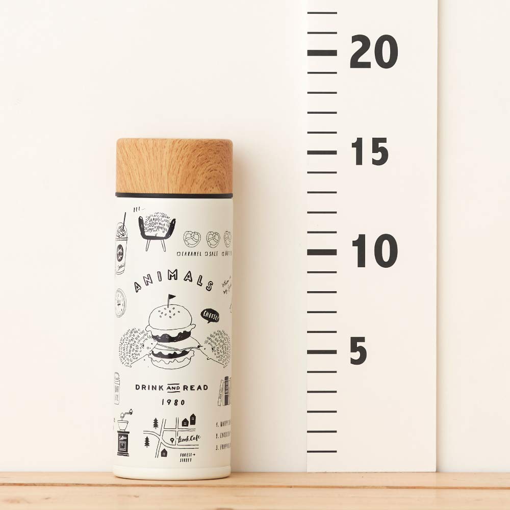 Doshisha Vacuum Insulated Water Bottle, 300ml, Lightweight, Animal Book Polar Bear Design, Navy