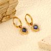 Clearly Colored Cubic Zirconia Drop Earrings For Woman Dancing Party Accessories Luxury Shiny Zircon Geometric Clip