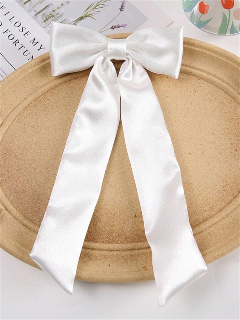 1 Piece of Women's Solid Color Fabric Bow Streamer Duck Clip Back of Head Half Tie Hair Clip Daily Commuter Hair Accessories