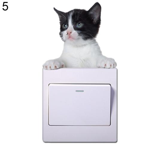 Cute Animals Wall Switch Dog Cat Removable Sticker Home Kids Room Decal Decor