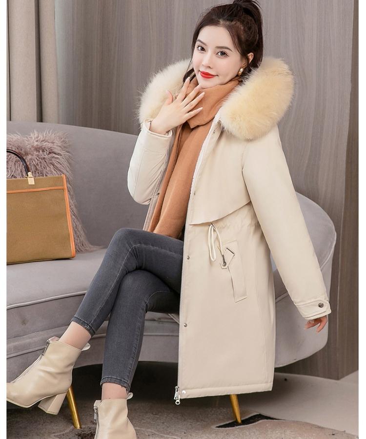 Manteau Long à capuche en fausse fourrure pour femme, doublure à grande poche, veste bouffante en coton rembourré, parka d'extérieur, pardessus 6 couleurs, hiver