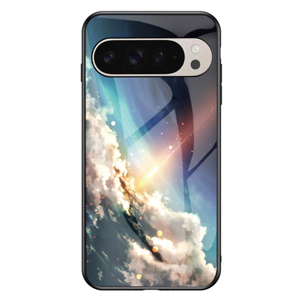 

For Google Pixel 9/Pixel 9 Pro Case Starry Sky Pattern Tempered Glass Phone Cover Bright Starry Sky