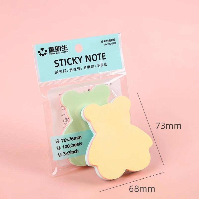 Cute Korean Style Sticky Notes, 100 Sheets Creative Fun Shapes Memo Pads, Reusable Adhesive Notes for Students School Office
