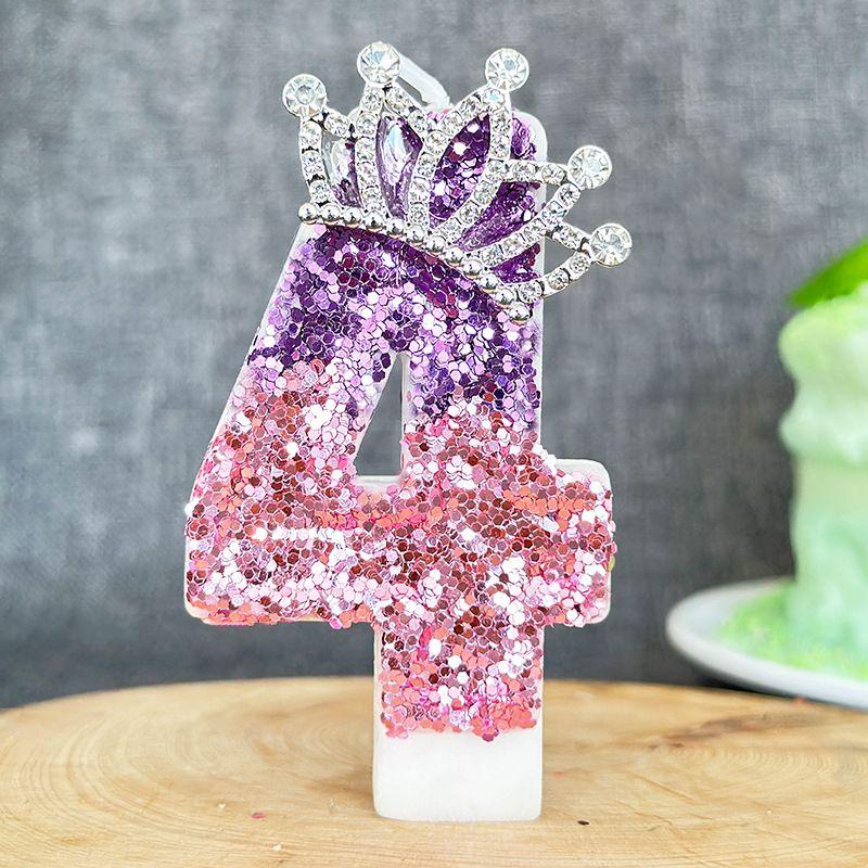 Color Changing Princess Crown Digital Birthday Candle,Celebrating Birthday Cake Plugin Candle Decoration Cake Decorating Supplie