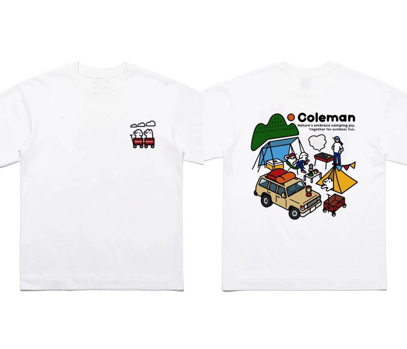 

Summer New Listing T-shirt Coleman Couple Tee Casual Oversized Outdoor Graphic Crew Neck Men Tee Sports Top Street Wear Clothing M