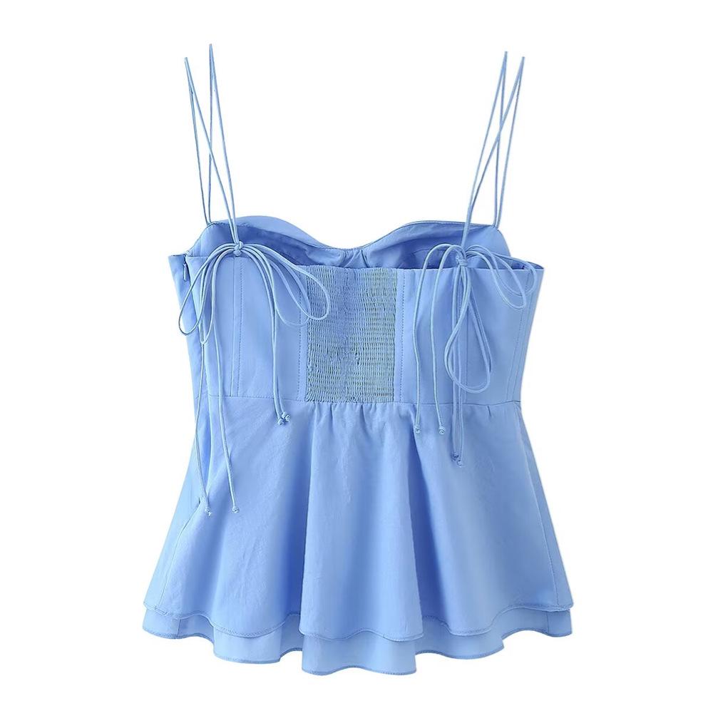 2025 Spring/Summer Women's Fashion Corset-Style Camisole with Ruffles