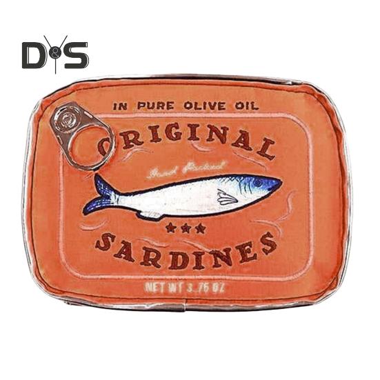 Canned Sardines Makeup Bag Large Capacity Zipper Closure Exquisite Embroidery Patterns Portable Travel Toiletry Bag Cosmetic Organizer