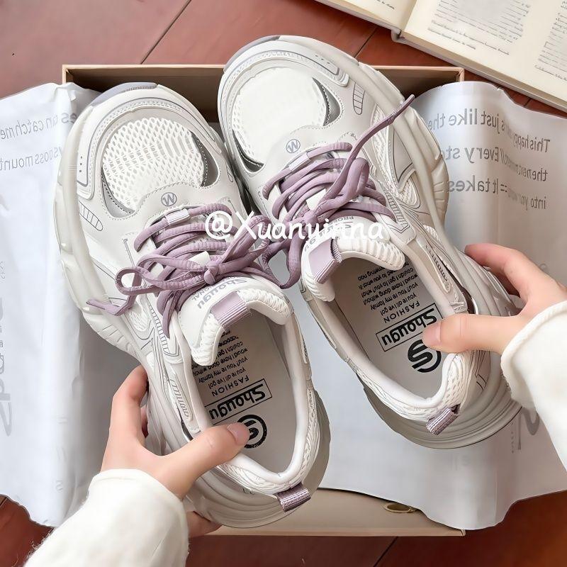 Thick-soled daddy shoes 22 spring and summer new Xiaobai casual sports mesh breathable running shoes 35