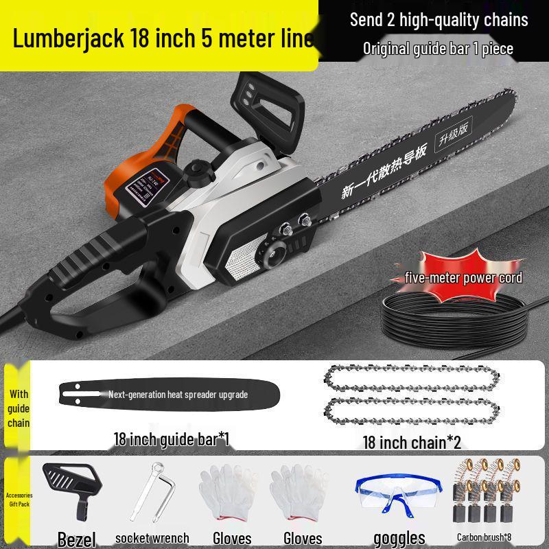 16-Inch Corded Electric Chainsaw: Handheld, Large Capacity for Household and Outdoor Use