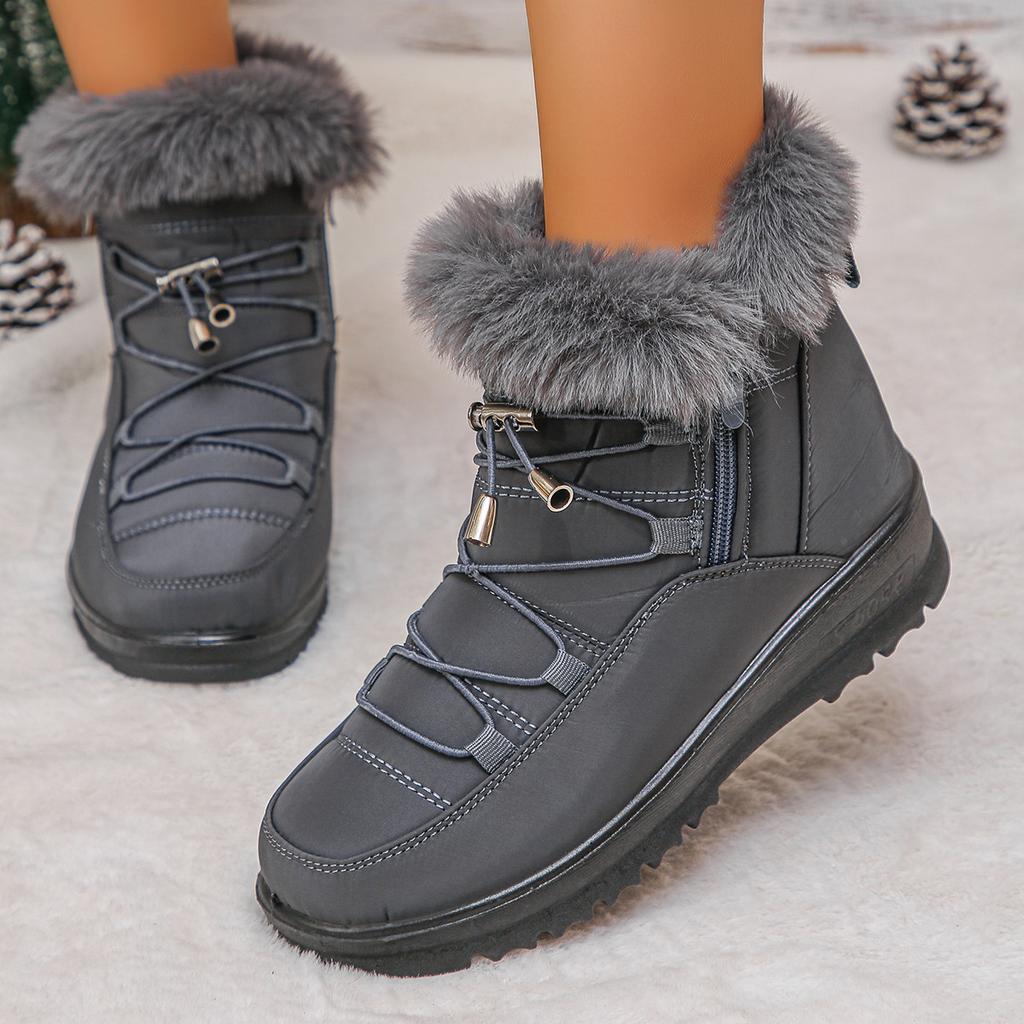 Women's Wide Width Fleece Lined Snow Boots - Short Insulated Winter Boots for Extreme Cold, Plush Lined Ankle Boots