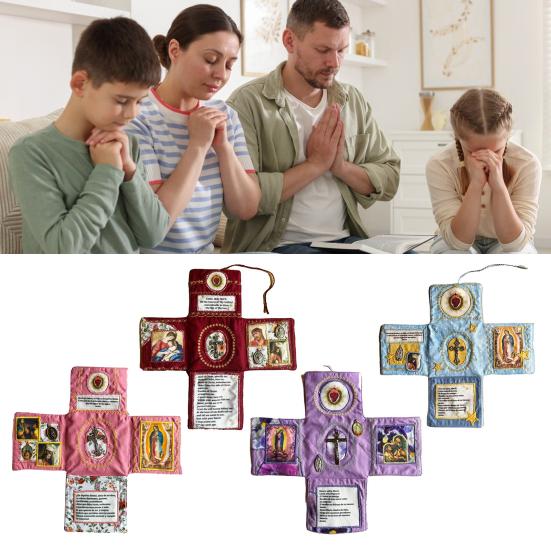 Catholic Pocket Shrine Devotional Pocket Shrine with Prayer Gadget Handmade Prayer Quilt with Holy Symbols Prayers Spiritual Gift for Catholics