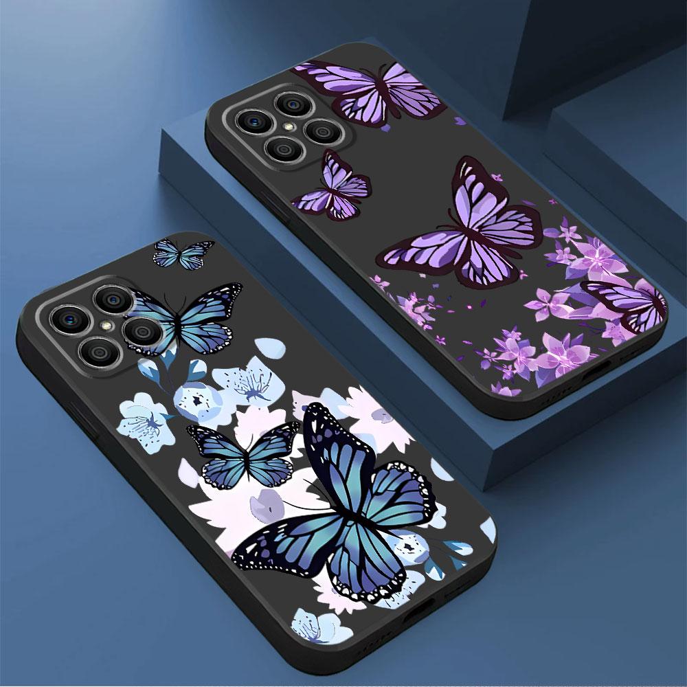 INS Retro Butterfly Cover Phone Case for Honor X9a Magic5 Lite 8X 70 X8a 90 Pro X8 X6 X7 X6a Magic5 Black Soft Funda Cases