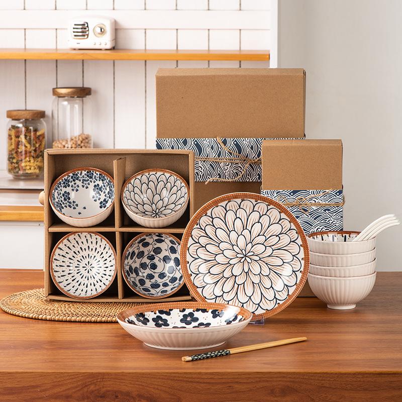 Creative Hand-painted Ceramic Plates, Bowls, Dishes, Cutlery Sets, Rice Bowls, Dessert Plates, Kitchenware Supplies, Gift Boxes