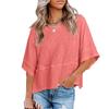 Women's Patchwork Solid Color Round Neck Three-quarter Sleeve Pagoda Sleeve Loose T-shirt