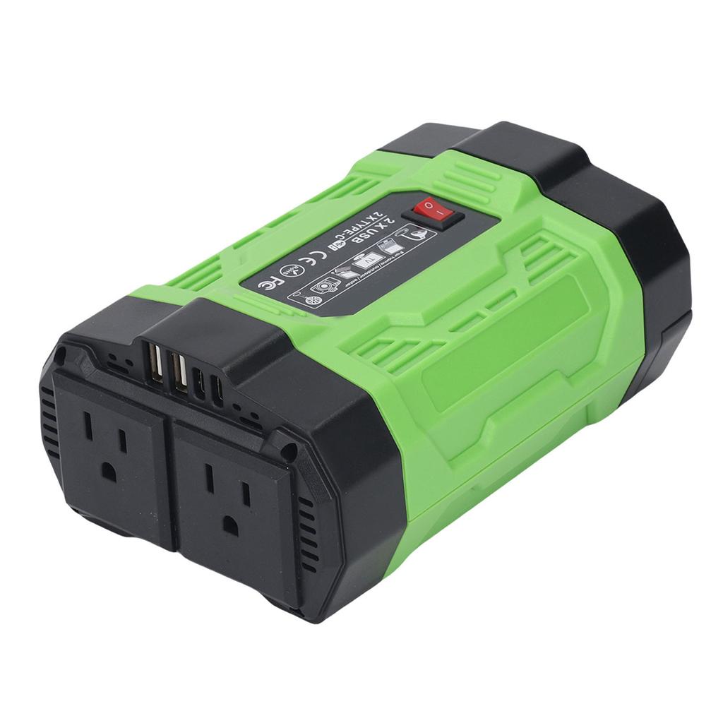 Car Power Inverter 200W 12V DC to 110V AC Car Inverter Converter with 2 USB 2 Type C 2 Sockets