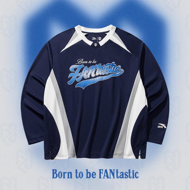 

Anta Fan Zhendong Series Unisex College Style V-Neck Long Sleeve T-Shirt L